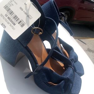Women's Blue Heeled Sandals